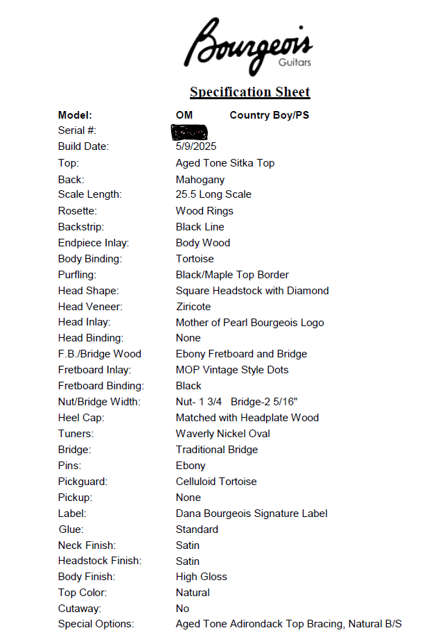 Bourgeois Country OM Professional Series